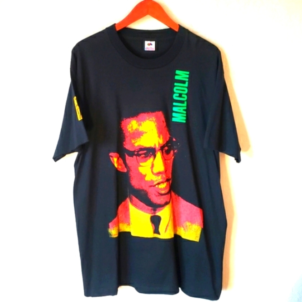 Vintage 90s Malcolm X Cooyah Double Sided T Shirt RARE